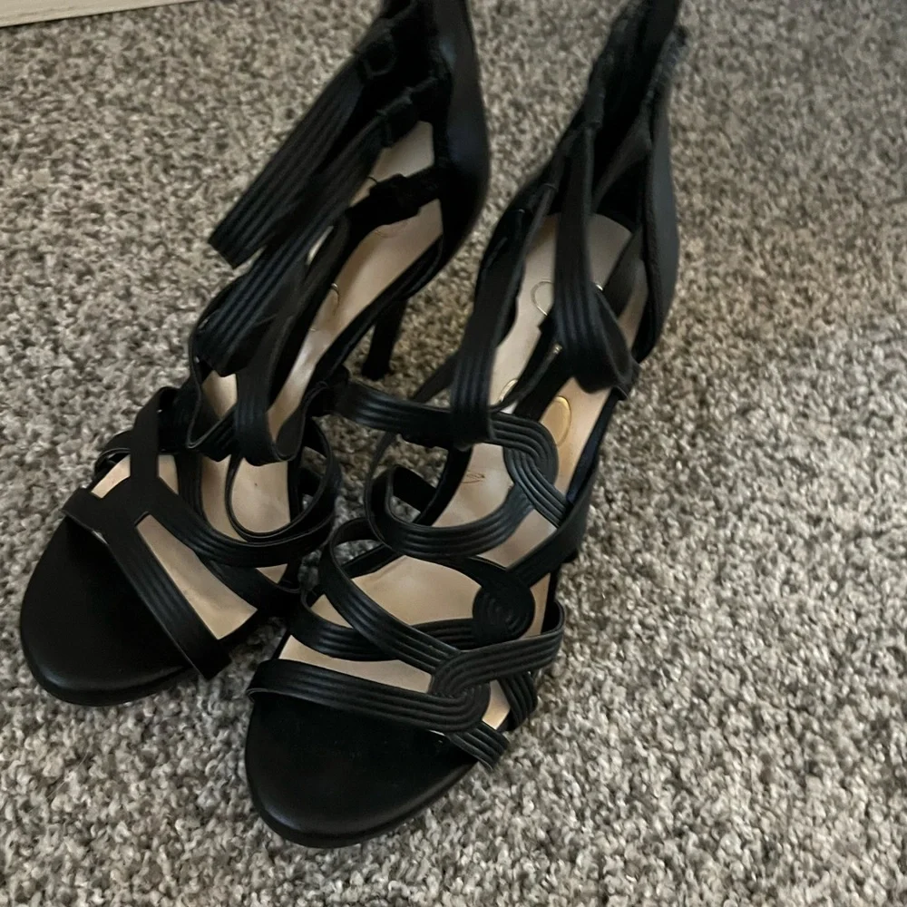 Jessica Simpson Black Strappy High Heel Sandals